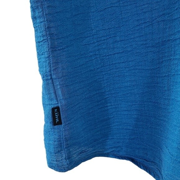 KUHL Organic Cotton Textured Blue Button Down Shirt mens XL - Picture 4 of 6